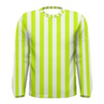 Vertical Stripes - White and Fluorescent Yellow Men s Long Sleeve T-shirt