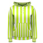 Vertical Stripes - White and Fluorescent Yellow Women s Pullover Hoodie