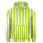 Vertical Stripes - White and Fluorescent Yellow Men s Zipper Hoodie