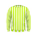 Vertical Stripes - White and Fluorescent Yellow Kid s Sweatshirt