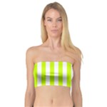 Vertical Stripes - White and Fluorescent Yellow Bandeau Top