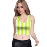 Vertical Stripes - White and Fluorescent Yellow Racer Back Crop Top