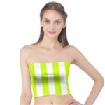Vertical Stripes - White and Fluorescent Yellow Tube Top