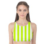Vertical Stripes - White and Fluorescent Yellow Tank Bikini Top