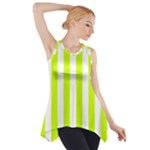Vertical Stripes - White and Fluorescent Yellow Side Drop Tank Tunic