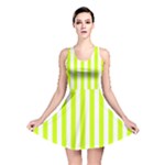 Vertical Stripes - White and Fluorescent Yellow Reversible Skater Dress
