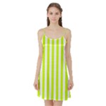 Vertical Stripes - White and Fluorescent Yellow Satin Night Slip
