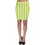 Vertical Stripes - White and Fluorescent Yellow Bodycon Skirt