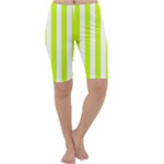 Vertical Stripes - White and Fluorescent Yellow Cropped Leggings