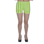 Vertical Stripes - White and Fluorescent Yellow Skinny Shorts