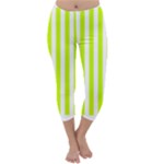Vertical Stripes - White and Fluorescent Yellow Capri Winter Leggings