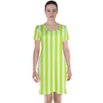 Vertical Stripes - White and Fluorescent Yellow Short Sleeve Nightdress