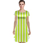 Vertical Stripes - White and Fluorescent Yellow Cap Sleeve Nightdress