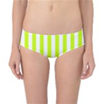 Vertical Stripes - White and Fluorescent Yellow Classic Bikini Bottoms