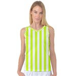 Vertical Stripes - White and Fluorescent Yellow Women s Basketball Tank Top
