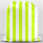 Vertical Stripes - White and Fluorescent Yellow Drawstring Bag (Large)