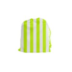 Vertical Stripes - White and Fluorescent Yellow Drawstring Pouch (S)