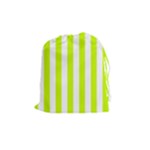 Vertical Stripes - White and Fluorescent Yellow Drawstring Pouch (M)