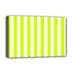 Vertical Stripes - White and Fluorescent Yellow Deluxe Canvas 18  x 12  (Stretched)