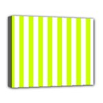 Vertical Stripes - White and Fluorescent Yellow Deluxe Canvas 20  x 16  (Stretched)