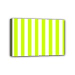 Vertical Stripes - White and Fluorescent Yellow Mini Canvas 6  x 4  (Stretched)