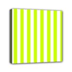 Vertical Stripes - White and Fluorescent Yellow Mini Canvas 6  x 6  (Stretched)