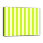 Vertical Stripes - White and Fluorescent Yellow Canvas 16  x 12  (Stretched)