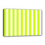 Vertical Stripes - White and Fluorescent Yellow Canvas 18  x 12  (Stretched)