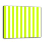Vertical Stripes - White and Fluorescent Yellow Canvas 20  x 16  (Stretched)