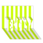 Vertical Stripes - White and Fluorescent Yellow BOY 3D Greeting Card (7x5)