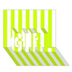 Vertical Stripes - White and Fluorescent Yellow GIRL 3D Greeting Card (7x5)