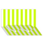 Vertical Stripes - White and Fluorescent Yellow Twin Heart Bottom 3D Greeting Card (8x4)