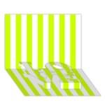 Vertical Stripes - White and Fluorescent Yellow LOVE Bottom 3D Greeting Card (7x5)