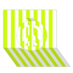 Vertical Stripes - White and Fluorescent Yellow Peace Sign 3D Greeting Card (7x5)