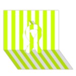 Vertical Stripes - White and Fluorescent Yellow Ribbon 3D Greeting Card (7x5)