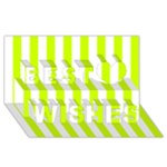 Vertical Stripes - White and Fluorescent Yellow Best Wish 3D Greeting Card (8x4)