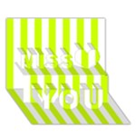 Vertical Stripes - White and Fluorescent Yellow Miss You 3D Greeting Card (7x5)