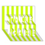 Vertical Stripes - White and Fluorescent Yellow TAKE CARE 3D Greeting Card (7x5)