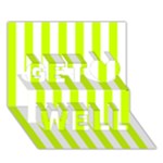 Vertical Stripes - White and Fluorescent Yellow Get Well 3D Greeting Card (7x5)
