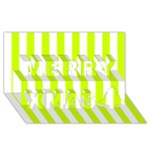 Vertical Stripes - White and Fluorescent Yellow Merry Xmas 3D Greeting Card (8x4)