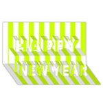 Vertical Stripes - White and Fluorescent Yellow Happy New Year 3D Greeting Card (8x4)