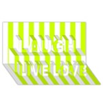 Vertical Stripes - White and Fluorescent Yellow Laugh Live Love 3D Greeting Card (8x4)