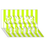 Vertical Stripes - White and Fluorescent Yellow Congrats Graduate 3D Greeting Card (8x4)