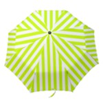 Vertical Stripes - White and Fluorescent Yellow Folding Umbrella