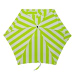 Vertical Stripes - White and Fluorescent Yellow Mini Umbrella