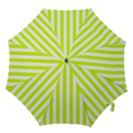Vertical Stripes - White and Fluorescent Yellow Hook Handle Umbrella (Large)