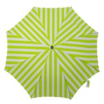 Vertical Stripes - White and Fluorescent Yellow Hook Handle Umbrella (Small)