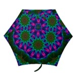 Star Of Leaves, Abstract Magenta Green Forest Mini Folding Umbrellas