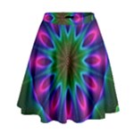 Star Of Leaves, Abstract Magenta Green Forest High Waist Skirt