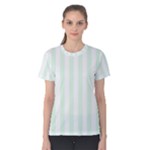 Vertical Stripes - White and Pale Green Women s Cotton Tee